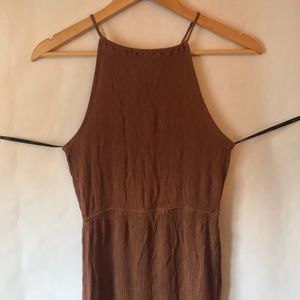Forever 21 High Neck Chestnut Crepe Maxi Dress